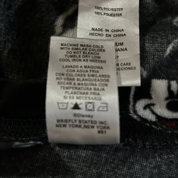 DISNEY MICKEY MOUSE Womens 2pc Black Velour Pajama Set Size Medium NWOT - Picture 7 of 8